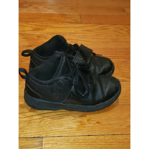 Nike black leather Trainer sneakers big boys size 2.5 - Picture 2 of 5